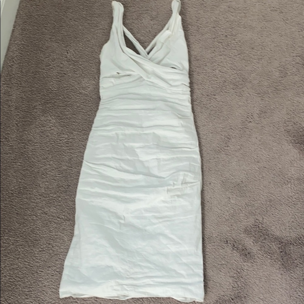 Nicole Miller white ruched cocktail dress sz 2